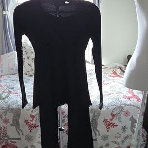 Maternity Black Long Sleeve Top and Pajama Pants Set
